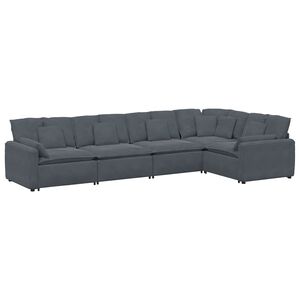vidaXL modulsofa med hynder fl&oslash;jl m&oslash;rkegr&aring;