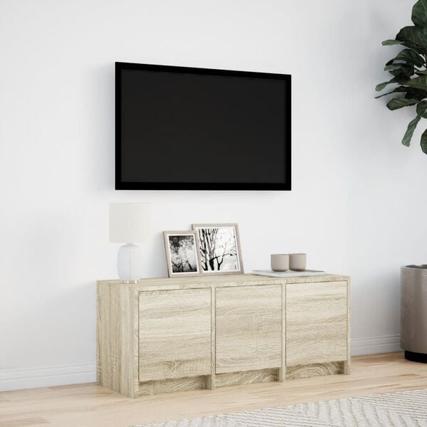vidaXL tv-bord med LED-lys 97x34x40 cm konstrueret tr&aelig; sonoma-eg