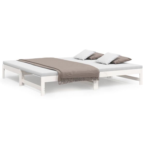 vidaXL daybed med udtræk 2x(80x200) cm massivt fyrretræ hvid