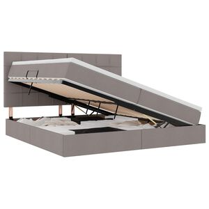 vidaXL Seng med opbevaring og LED Gr&aring;brun 200 x 200 cm Polyester