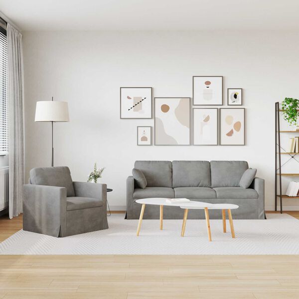 vidaXL Sofa 2 pcs Lysegr&aring; 198 x 78 x 80 cm Fl&oslash;jl