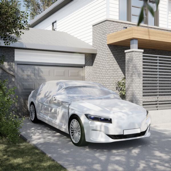 vidaXL halvt bilovertr&aelig;k med kroge str. L PEVA s&oslash;lv