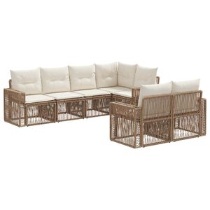 vidaXL Havesofa S&aelig;t 7 stk. 7-Antal s&aelig;der Beige og cremehvid polyrattan