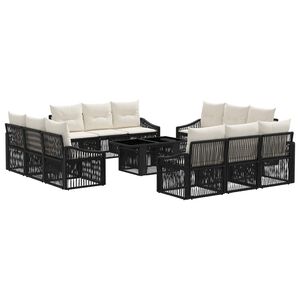 vidaXL Havesofa S&aelig;t 13 stk. Sort og Cremehvid polyrattan