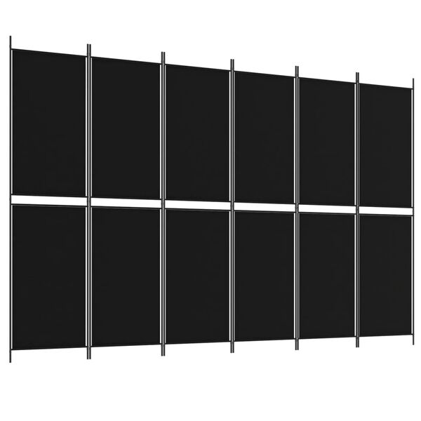 vidaXL 6-panels rumdeler 300x200 cm stof sort