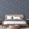 DUTCH WALLCOVERINGS tapet Flower m&oslash;rkebl&aring; og bronzefarvet