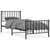 vidaXL sengeramme med sengegavl og fodg&aelig;rde 90x190 cm metal sort