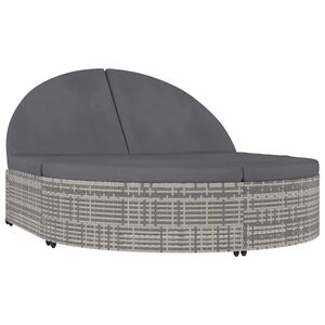vidaXL 2-personers solseng med hynde polyrattan gr&aring;