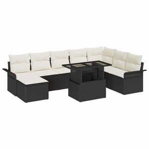 vidaXL Havesofa S&aelig;t 9 stk. Sort polyrattan