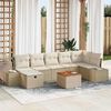 vidaXL Havesofa S&aelig;t med pude med opbevaring 8 pcs Beige Poly rattan