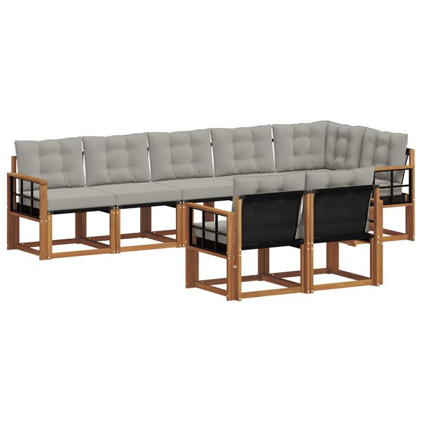 vidaXL Udend&oslash;rs sofagruppe med pude 8 pcs Naturlig og Lys Gr&aring;