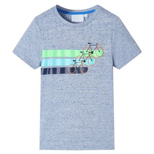 vidaXL Kort&aelig;rmet T-shirt til b&oslash;rn str. 116 bl&aring;meleret