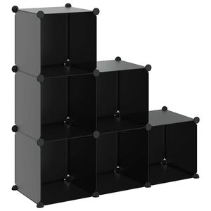 vidaXL kubeformede opbevaringskasser 6 stk. PP sort