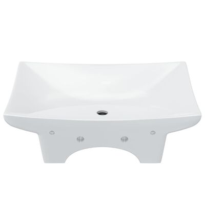 vidaXL keramisk rektangulær håndvask m. overløb &amp; hul til hane