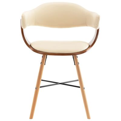 vidaXL spisebordsstole 2 stk. kunstlæder og bøjet træ cremefarvet