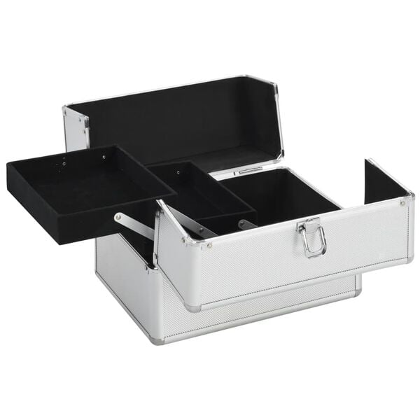 vidaXL makeupkuffert 22 x 30 x 21 cm sølvfarvet aluminium