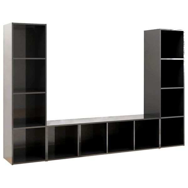 vidaXL tv-skabe 3 stk. 142,5x35x36,5 cm konstrueret tr&aelig; gr&aring; h&oslash;jglans