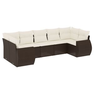 vidaXL sofas&aelig;t til haven 7 dele med hynder polyrattan brun