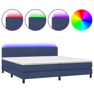 vidaXL kontinentalseng med LED-lys 200x200 cm stof bl&aring;