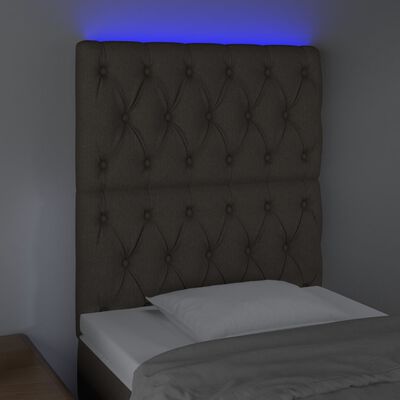 vidaXL sengegavl med LED-lys 80x7x118/128 cm stof gråbrun
