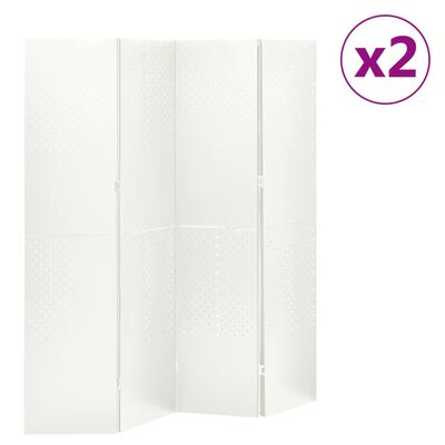 vidaXL 4-panels rumdelere 2 stk. 160x180 cm stål hvid