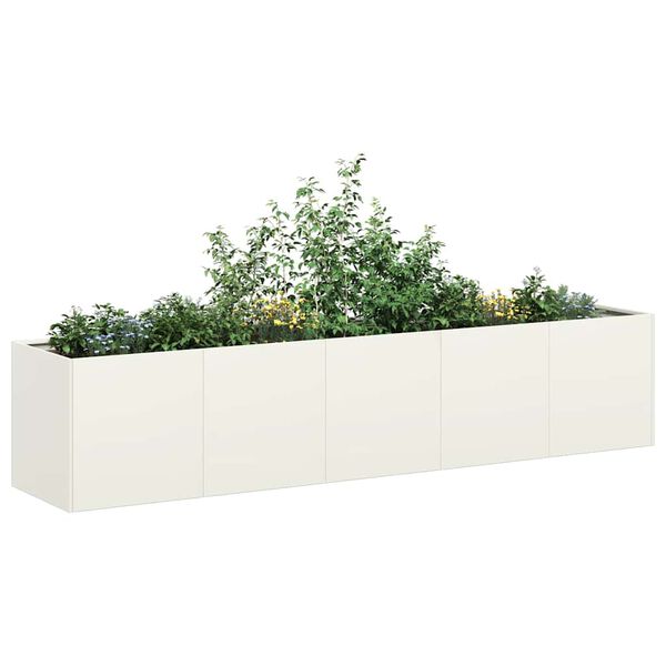 vidaXL plantekasse hvid 200x40x40 cm koldvalset st&aring;l