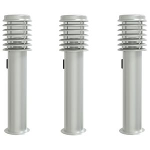 vidaXL udend&oslash;rs standerlamper 3stk stikkontakt 60cm rustfrit st&aring;l s&oslash;lv