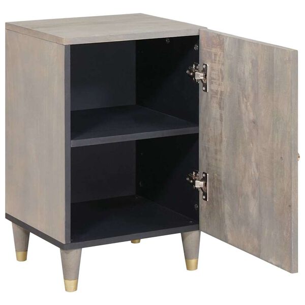 vidaXL Badeværelsesskab med dør Grå 38 x 33 x 58 cm Massivt mangotræ