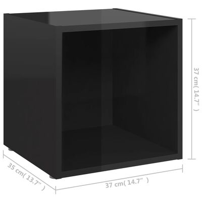vidaXL tv-bord 37x35x37 cm konstrueret træ sort højglans
