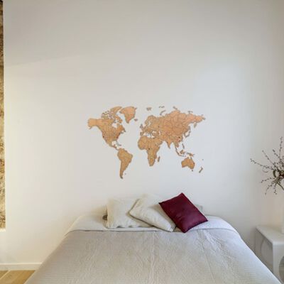 MiMi Innovations verdenskort vægudsmykning Luxury 150x90 cm brun