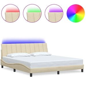 vidaXL sengeramme uden madras Hanko 180x200 cm stof cremefarvet