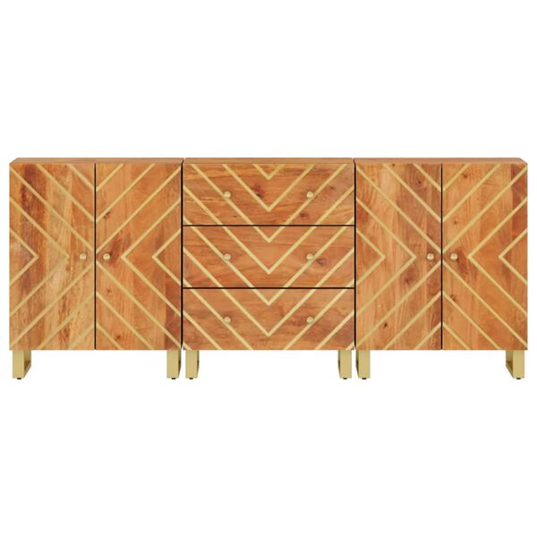 vidaXL kommoder 3 stk. 60x33,5x75 cm massivt mangotræ brun og sort