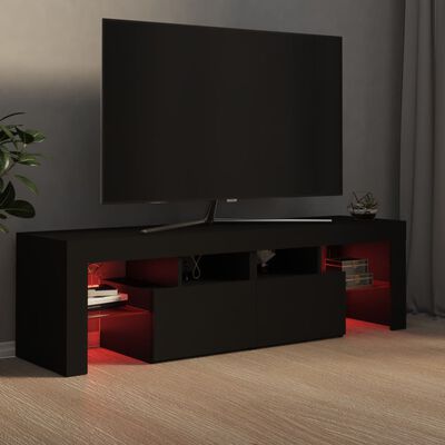 vidaXL tv-bord med LED-lys 140x36,5x40 cm sort