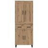 vidaXL Highboard Artisan Egetr&aelig; 69,5 x 34 x 180 cm Konstrueret tr&aelig;