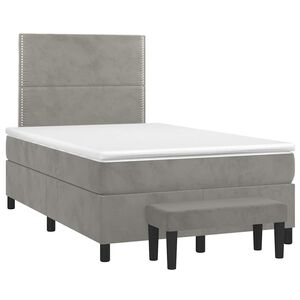 vidaXL kontinentalseng med madras 120x190 cm velour lysegr&aring;