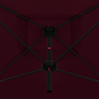 vidaXL dobbelt parasol med stålstang 250x250 cm bordeauxfarvet