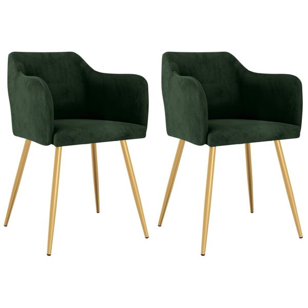 vidaXL spisebordsstole 2 stk. fl&oslash;jl m&oslash;rkegr&oslash;n