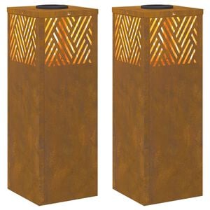 vidaXL Solar LED sti lys Sildeben 2 pcs Cortenst&aring;l Cortenst&aring;l