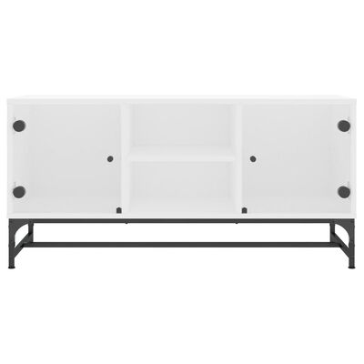 vidaXL tv-bord med glaslåger 102x37x50 cm hvid