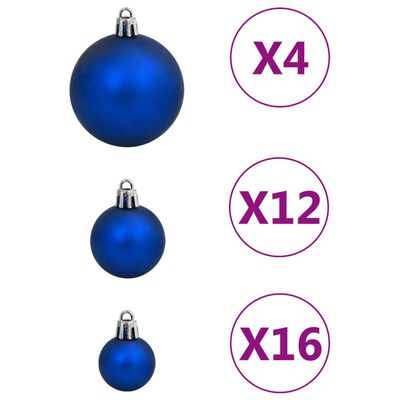 vidaXL julekuglesæt 111 dele polystyren blå