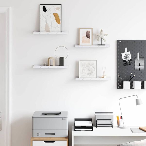 vidaXL V&aelig;ghylde 4 pcs Hvid marmor 40 x 9 x 3 cm Konstrueret tr&aelig;