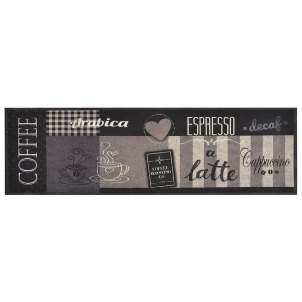 vidaXL køkkentæppe 45x150 cm Coffee Black-design vaskbart velour
