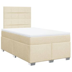vidaXL kontinentalseng med madras 120x190 cm stof cremefarvet