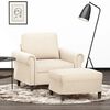 vidaXL sofastol med fodskammel 60 cm velour cremefarvet