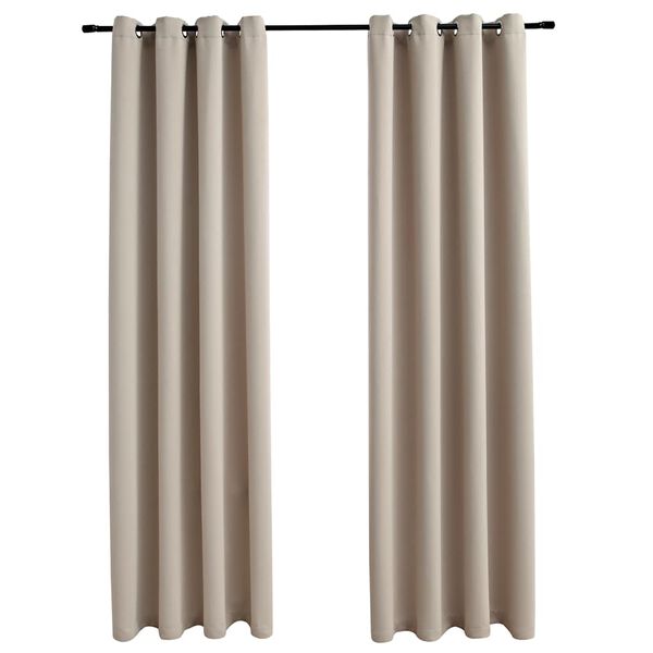 vidaXL mørklægningsgardiner 2 stk. med metalringe 140 x 225 cm beige