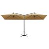 vidaXL dobbelt parasol 600x300 cm st&aring;lstang gr&aring;brun