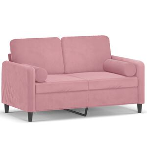 vidaXL 2-personers sofa med pyntepuder 120 cm velour pink