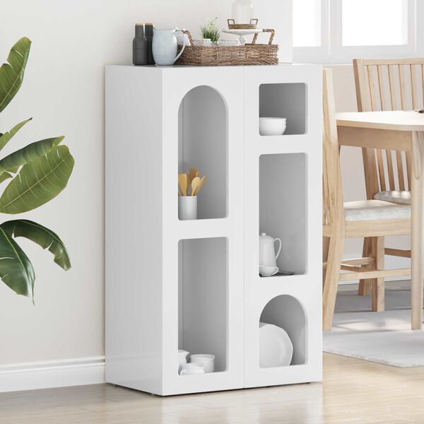 vidaXL Sideboard H&oslash;j gloss hvid 59 x 35 x 100,5 cm Konstrueret tr&aelig;