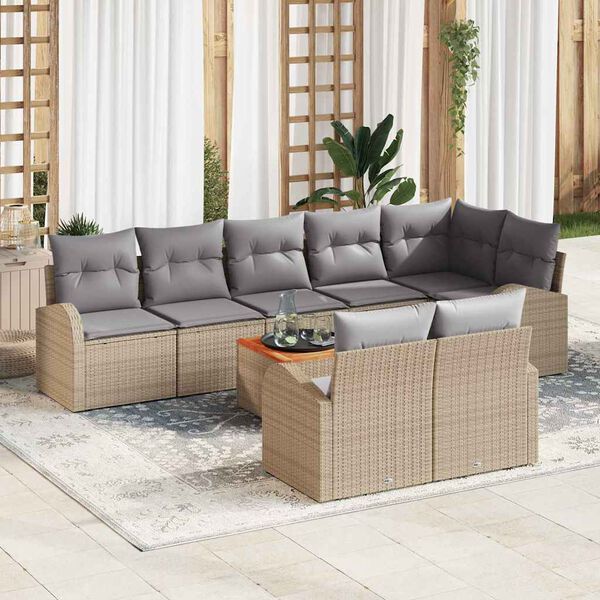 vidaXL Havesofa Sæt 9 pcs Beige Poly rattan