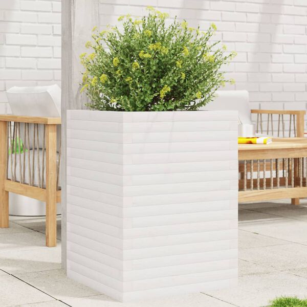 vidaXL plantekasse 50x50x68,5 cm massivt fyrretr&aelig; hvid